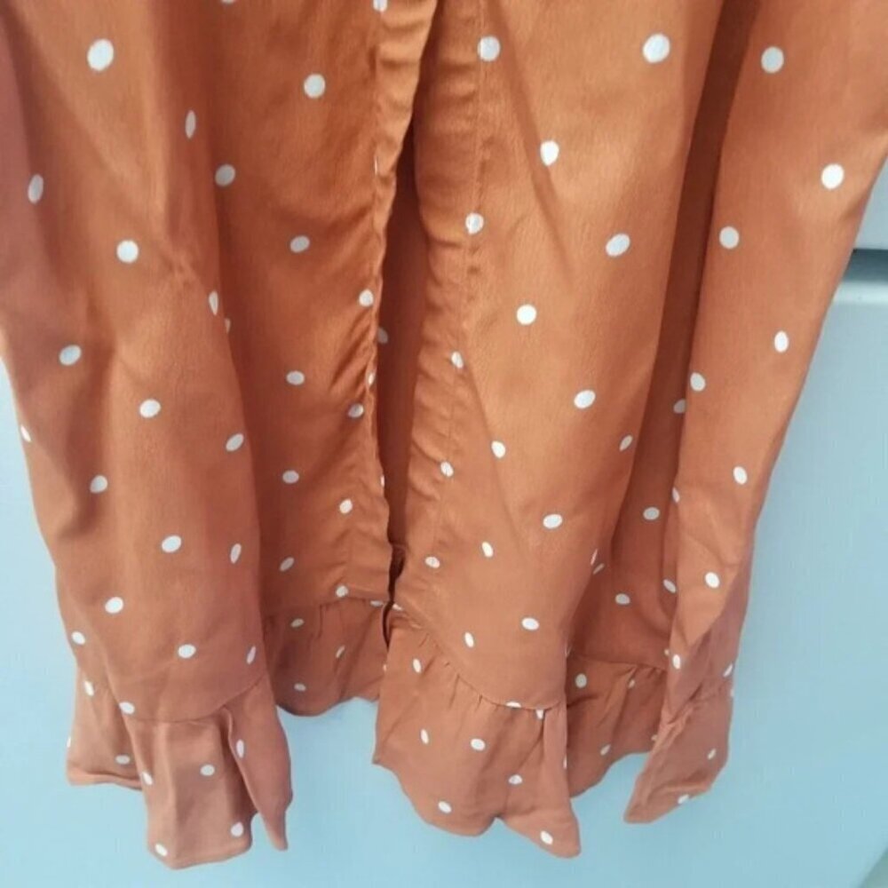For Love and Lemons Natalia Midi Polka Dot Orange Saffron Dress XS - Picture 13 of 16
